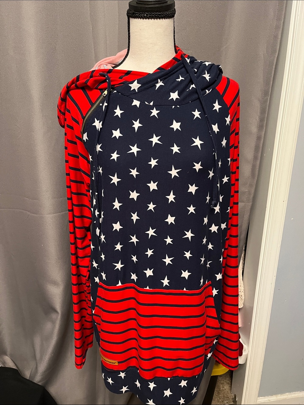 Simply Southern Navy & Red Star and Stripe Hooded Sweatshirt
